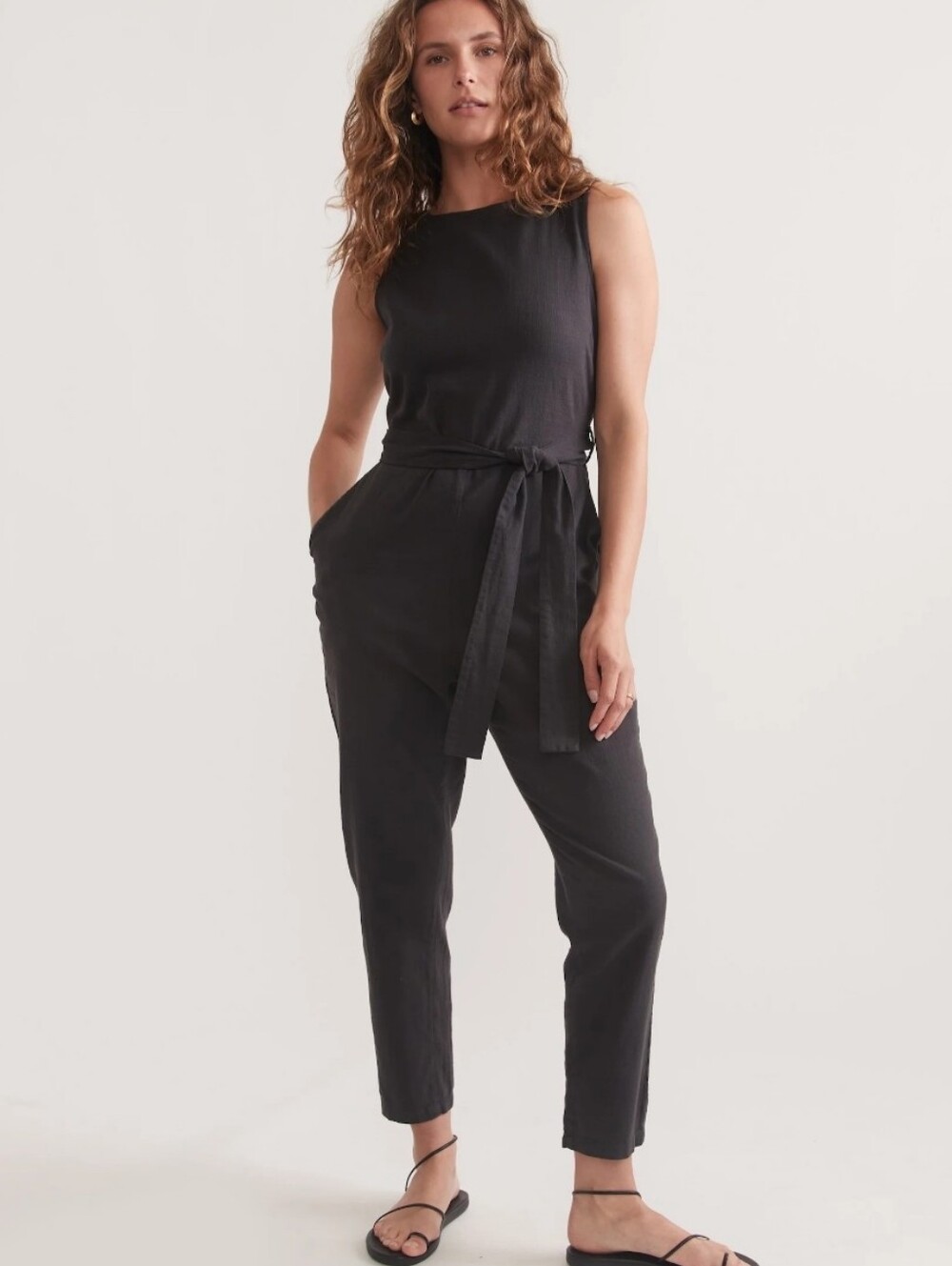 Marine Layer Black Eloise Belted Jumpsuit Size XS